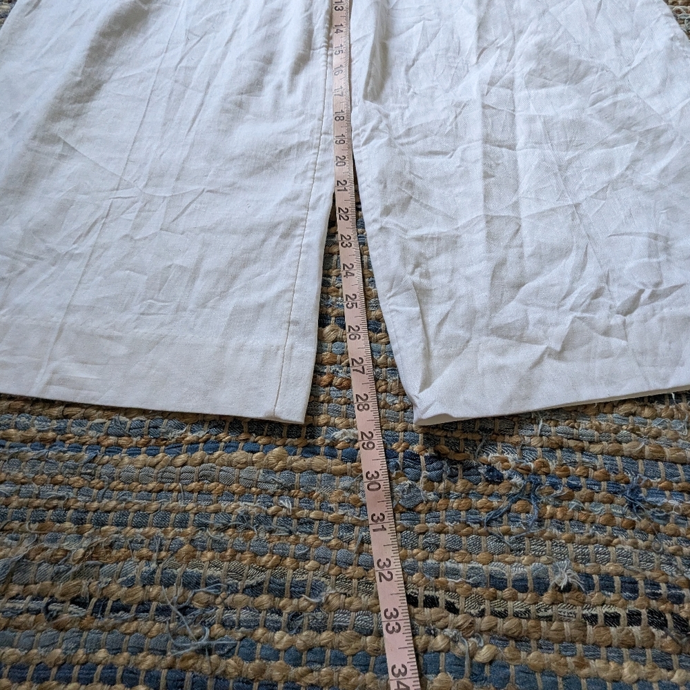 Sold!!!!NWD Banana Republic White Linen Blend Pants 10 Wide Leg B Coastal*Flaws* - Picture 4 of 11